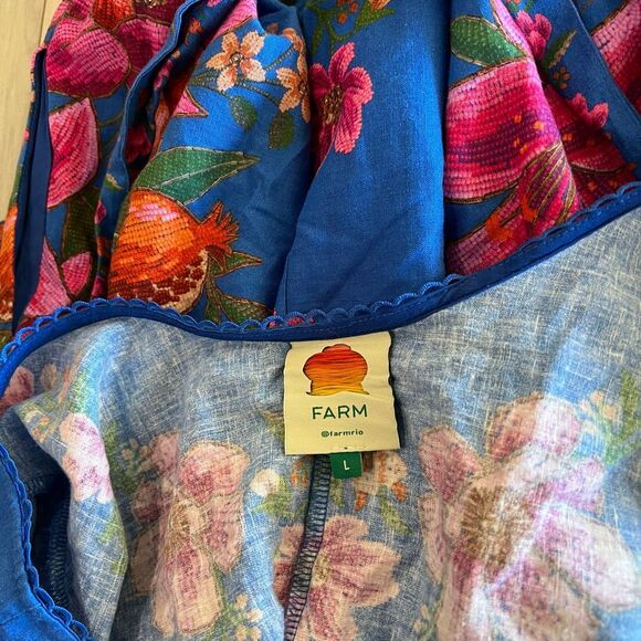 FARM Rio Women's Blue Summer Fruit Scarf Dress size L - Picture 8 of 11